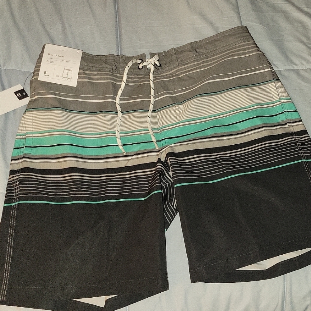 NWT Goodfellow & Co Black and Gray Board Shorts Swimwear